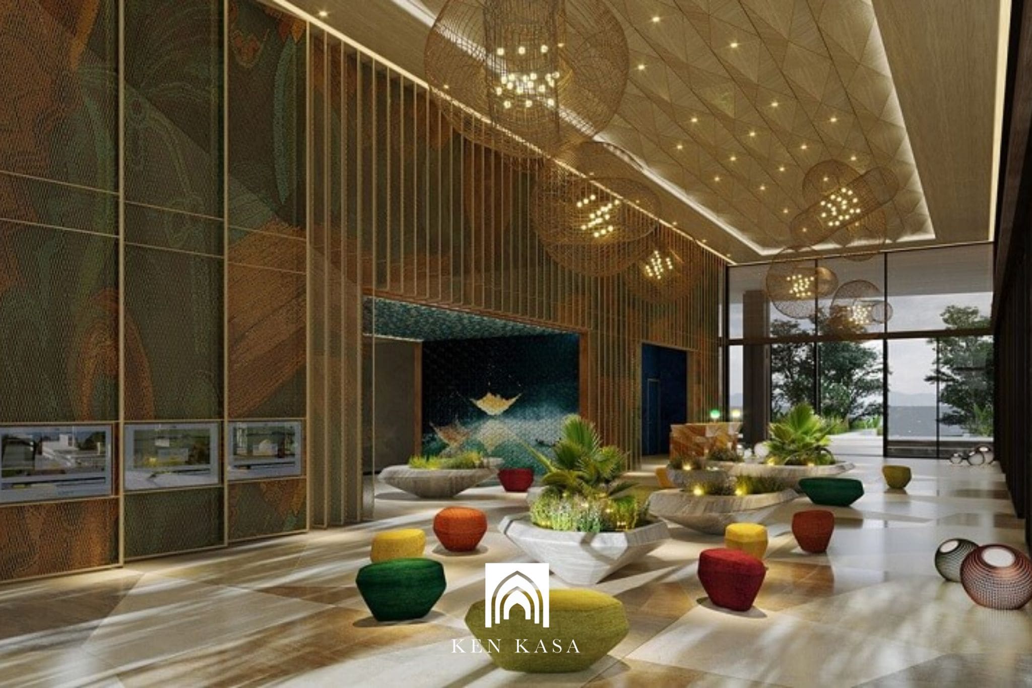 Thiết kế nội thất sảnh lễ t&acirc;n kh&aacute;ch sạn 4 sao